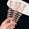 Uñas postizas de TikTok más vendidas con degradado nude, pegatinas minimalistas para uñas estilo cat-eye, estilo corto, efecto blanqueador, uñas artificiales