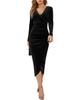 Vestido de noche elegante, informal, con escote en V y mangas largas, estilo Amazon Cross-border Otoño e Invierno.