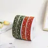 Serie Navideña Cinta de Terciopelo Estampada en Oro de 2.5 cm para Decoración Festiva, Envoltura de Regalos y Creación de Lazos con Cinta de Terciopelo