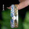 Pulsera Exquisita de Regalo para Mujer Fushi Plata Pura 999 Lujosa 8N Oro Antiguo Esmalte Patrón de Hierba Tang Doble Extremo