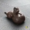 Adorno de Mascota de Té Búfalo de Agua Pequeño de Arcilla Púrpura, Juego de Té Kung Fu de Arte del Té, Juguete de Té, Accesorio Giratorio para la Bandeja de Té, Se Puede Usar para Nutrir la Mano