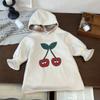 Vestido Sudadera con Capucha de Forro Polar Estilo Ins Coreano para Niñas 2025 Otoño e Invierno Nuevo Lindo Vestido Casual de Cereza para Niñas