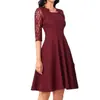 Suprimento Transfronteiriço da Amazon Vestido de Festa 2026 Primavera Novo Decote Quadrado Saia Evasê Vestido Retrô de Renda