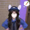 Gorra de Orejas de Conejo de Dibujos Animados Cosplay de Oficial de Policía Judy Hopps para Mujer, Gorra de Cúpula Linda, Boina de Zootopia, Moderna