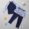 Traje de baño para niñas de manga larga dividido para niñas medianas y grandes, vestido de princesa de Corea del Sur, lindo estilo occidental, traje de baño para aguas termales