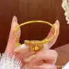 Tienda de Oro Mismo Estilo Arena Dorada Campana Ruyi Pulsera de Bendición para Mujer Nuevo Estilo Chino Abierta Ajustable Pulsera Versátil Venta al por Mayor