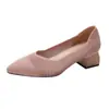 Sapatos de Princesa Vazados de Salto Grosso Tricotados de Bico Fino Temperamento Sapatos Solteiros 2024 Verão Novos Salto Grosso Salto Alto Feminino Sapatos Tricotados