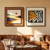 Pintura Decorativa Retro para Mesa de Cabeceira de Quarto, Arte Abstrata, Arte de Parede para Quarto Principal, Pintura de Parede de Fundo de Alto Padrão para Sala de Estar