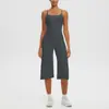 Nuevo Estilo Tirantes Finos Espalda Bonita Camiseta sin Mangas de Yoga Cintura Alta Secado Rápido Casual Cropped Pantalones de Pierna Ancha Conjunto de Ropa de Yoga para Exteriores Mujer