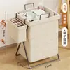 Cesto de Roupa Suja com Tampa, Cesto de Roupa Dobrável Doméstico, Grande Capacidade, Banheiro, Restaurante de Hot Pot, Cesto de Armazenamento de Roupas, Cesto de Roupa Suja para Banheiro