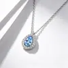 Collar de Plata de Ley S925 con Colgante de Lágrima Azul para Mujer, Cadena de Clavícula de Lujo Ligero de Nicho de Gama Alta, Regalo para el Cumpleaños de la Novia