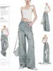 Jeans Retro Americanos con Lazo Tridimensional y Efecto Desgastado para Mujer, Verano 2026, Diseño Delgado de Tiro Alto y Pierna Ancha