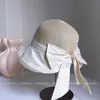 Sombrero de Sol de Verano a la Moda para Mujer con Borde Enrollado de Tela y Lazo, Sombrero de Sol Versátil Casual para Vacaciones