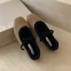 Zapatos Gorro de Nuevo Estilo Otoño e Invierno 2026, Zapatos Mary Jane a la Moda, Zapatos Planos Retro con Estampado de Leopardo y Lazo con Pelo de Felpa para Mujer