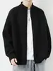 Suéter de punto cárdigan con cuello alto para hombre, nuevo estilo otoño e invierno, holgado, simple, color liso, casual, estilo relajado, chaqueta versátil de moda