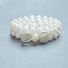 Cross-border novas senhoras pérola elástico fino cinto strass incrustado estrela do mar botão cabeça feminino decorativo cintura corrente atacado
