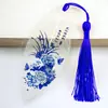 Marcador de Venas de Hoja Pintura China Creativa Porcelana Azul y Blanca Hoja Estilo Chino Hermosa Artesanía Regalo Pequeño Marcador de Pintura de Venas de Hoja