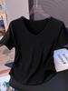 Camiseta Modal para Mujer, Modelo Nuevo Verano 2026, Diseño Estilo Coreano con Pliegues Dobles Laterales, Ceñida a la Cintura, Top Adelgazante de Manga Corta con Cuello en V