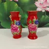 Jarrón de Cerámica Roja Chino de 6 Pulgadas Adornos Decoración de Mostrador Artículos de Buda Decoración Aparato para Arreglos Florales