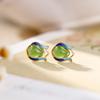 Pendientes de jaspe bañados en oro y plata de ley S925 con tulipanes esmaltados, estilo nacional, elegantes y con estilo nacional.