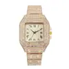 Moderna Cuadrada Full Diamante Escala de Números Romanos Reloj de Dama Reloj de Cuarzo Negocios Correa de Acero Reloj de Pulsera para Mujeres Venta al por Mayor