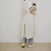 Estilo coreano transfronterizo talla grande ampliado cuello recto algodón delantal cocina horneado floral arte de uñas ropa de trabajo