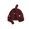 Gorro de Lana para Bebé de Otoño e Invierno, Lindo Gorro de Bebé con Botón Puntiagudo, Ranura Trasera, Gorro de Punto Cálido para Niños, Exportación