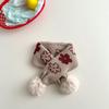 Bufanda de punto con forma de bola de pelo de conejo para mujer, estilo K, 2024, nueva bufanda a cuadros con diseño de oso y conejo, venta al por mayor