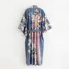 Pronta Entrega Feminino Estilo Europeu e Americano Novo Atacado Marrom Pavão Kimono Cardigan Jaqueta 60259