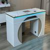 Mesa de Manicura Multifuncional Individual y Doble Pintada Madera Sólida con Aspiradora Carga Inalámbrica Almacenamiento Mesa de Manicura Juego de Mesa y Silla