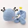 Gorro de Bebé Panda Bufanda Sombrero Infantil Otoño e Invierno Súper Lindo Relleno para Bebés Hombres y Mujeres Gorro Tejido para Bebé Traje de Sombrero con Protección para los Oídos