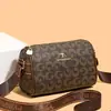 Bolsa Transversal de Couro Macio Estampada Estilo Novo Transfronteiriça para Mulheres de Meia-Idade com Alça Larga, Bolsa Almofada Color-Blocking Cor Boston