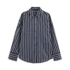 Venta al por mayor transfronteriza 2026 Moda europea y americana casual holgada de un solo botón con cuello de solapa de manga larga a rayas para mujer F612758
