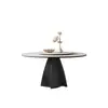 Mesa de Comedor Redonda Minimalista de Madera Maciza Estilo Italiano para Apartamentos Pequeños con Plato Giratorio, Mesa Redonda Moderna Simple de Pizarra Estilo Mid-Century para Uso Doméstico