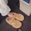 Pantuflas de Felpa con Suela Gruesa para Mujer, Para Usar al Aire Libre, Nuevo Estilo 2026, Invierno, Con Felpa Adicional, Sin Talón, Pantuflas de Algodón Cálidas