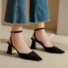 Sandalias Fu Hao de Tacón Grueso con Punta Abierta para Mujer 2026 Primavera Verano Zapatos de Mujer Zapatos con Parte Delantera Calada y Punta Cerrada con Correa Trasera Tacón Galvanizado Zapatos Casuales para Mujer