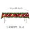 Mantel de plástico desechable de Navidad, mantel de árbol de Navidad rojo y verde de Halloween, decoración para fiesta de vacaciones en casa