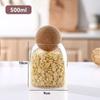 Frasco de vidrio rayado con corcho de borosilicato de alta calidad para almacenar frutos secos, granos y hojas de té.
