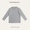 Categoria a Camiseta de Listras para Crianças Outono e Inverno Tops Quentes para Meninos e Meninas Roupa Infantil Camiseta de Gola Alta Baixa para Bebê