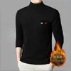 Camiseta de Manga Longa com Gola Alta Meia-Alta Masculina, Blusa Térmica Escovada, Roupa Íntima Térmica Dupla Face