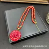 Nuevo Suéter con Cadena Incrustada de Flor de Peonía Estilo Chino Nuevos Adornos de Alto Nivel Estilo Chino Collar de Lujo Ligero Nicho Fuente de Fábrica