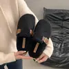 Sapatos estilo Birkenstock de sola grossa, bico fechado, meio de calçar, chinelos de algodão para mulheres, uso externo, novo estilo 2026, outono/inverno, com pelúcia, de calçar, sapatos de algodão peludos
