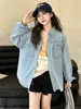 Camisa Jeans Feminina Roupa Infantil Primavera e Outono Estilo Coreano Novo Modelo para Crianças Maiores Camisa Jaqueta Casual Versátil