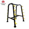 Rack para barras olímpicas fijo con almacenamiento de 5 niveles en ambos lados, rack expositor para set de barras olímpicas con cabeza redonda con recubrimiento de gimnasio, soporte para mancuernas