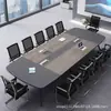 Mesa de Conferencias Mesa Larga Muebles de Oficina Simples Modernos con Caja para Cables Banco de Trabajo Mesa Larga Rectangular para Negociación y Juego de Sillas