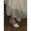 Plataforma Impermeável Tira Salto Grosso Salto Alto Sapatos Mary Jane Primavera 2025 Sapatos de Madrinha Boca Rasa Confortável Sapatos de Pérola