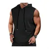2026 Aliexpress Verano Hombres Fitness Entrenamiento Viaje Estiloso Deportivo Color Sólido Con Capucha Sin Mangas Chaleco En Stock