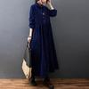 2026 Nova Roupa de Outono Estilo Coreano Feminina Tamanho Grande Casual Quente Veludo Cotelê Gola Lapela Vestido Longo para Mulheres