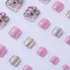 Nuevas Uñas Postizas Cuadradas Pequeñas Transfronterizas de Verano Moradas y Azules con Palmeras Versátiles Uñas Portables al por Mayor de Comercio Exterior Desmontables