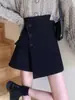 Sentido del diseño nicho shorts irregulares mujer primavera 2024 nuevo elegante cintura alta adelgazante estilo coreano falda pantalón línea A